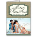 Country Burlap Photo Greeting Card